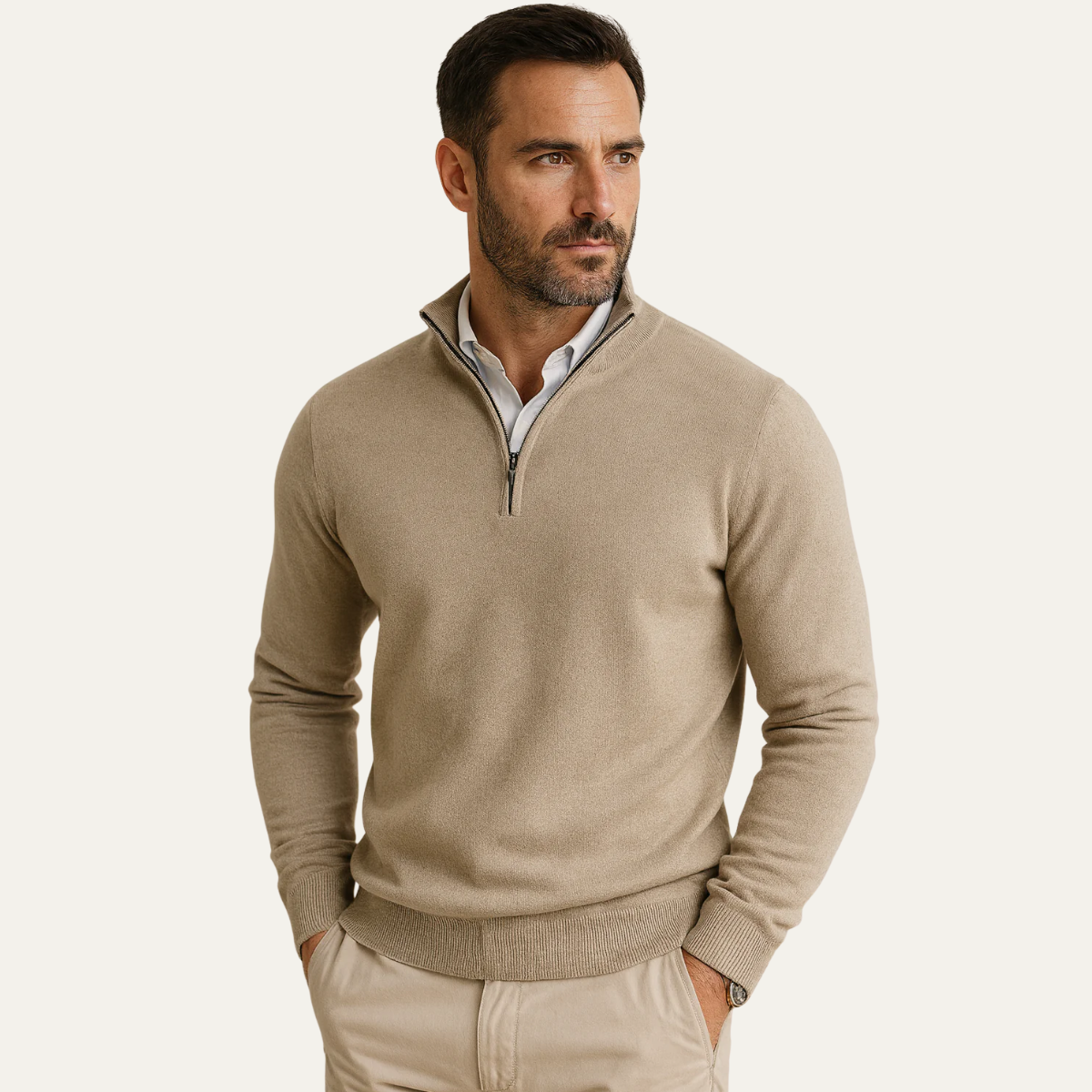 Men’s Half Zip Jumper with Stand Collar