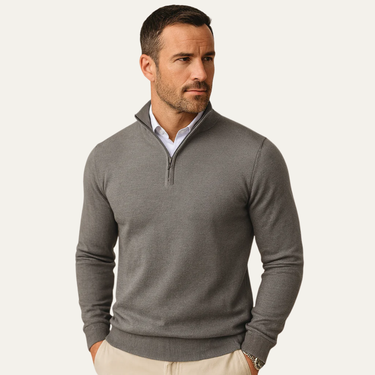 Men’s Half Zip Jumper with Stand Collar