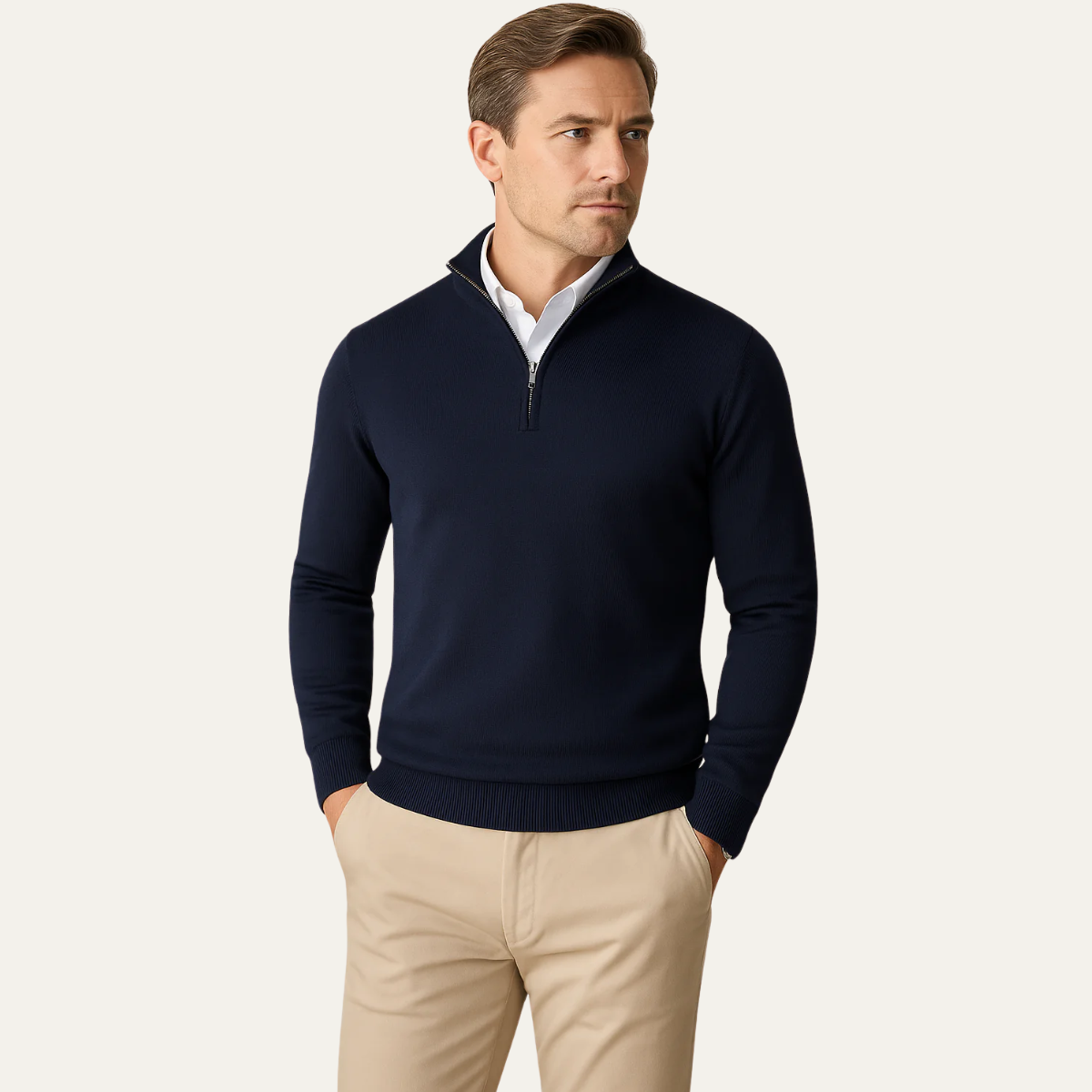 Men’s Half Zip Jumper with Stand Collar