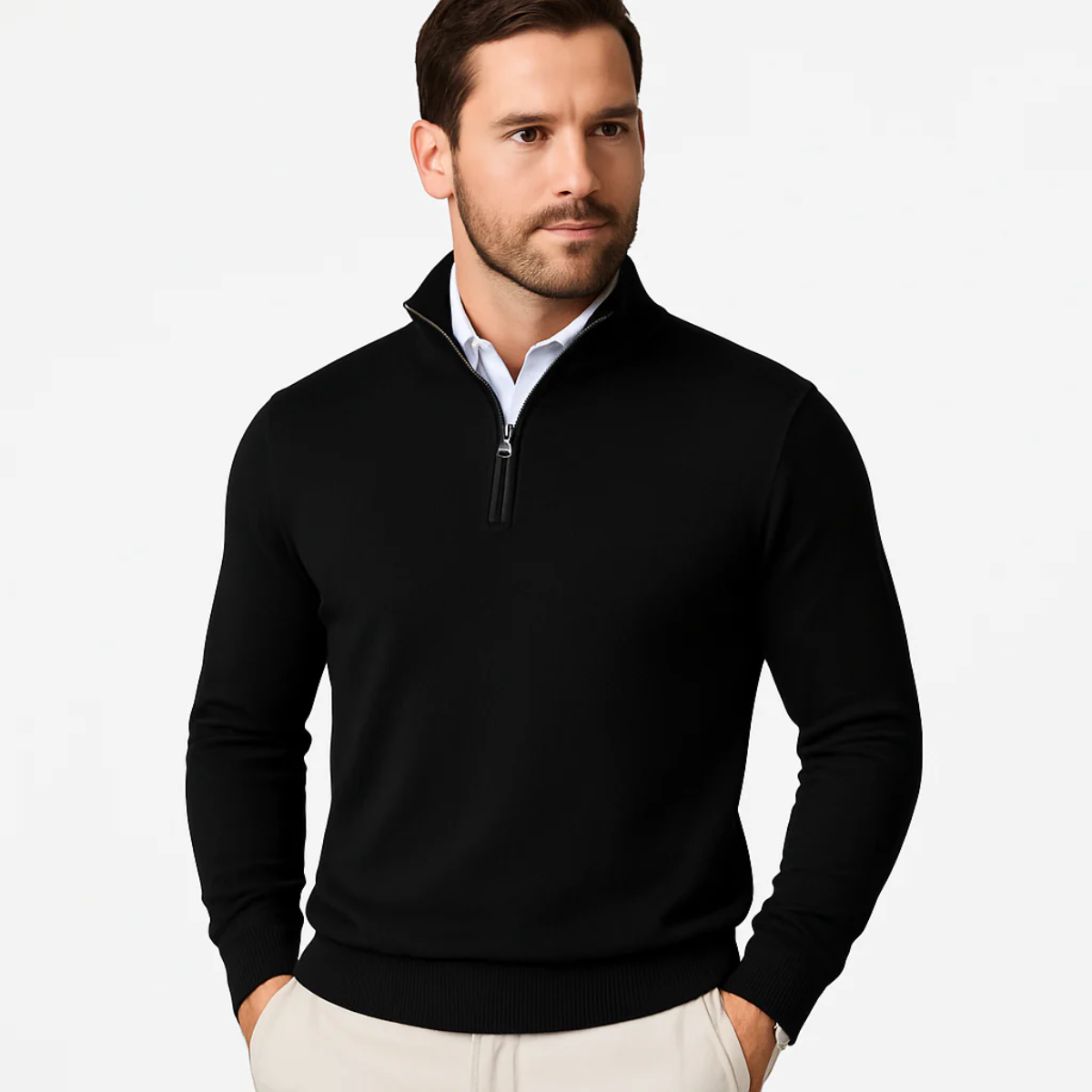 Men’s Half Zip Jumper with Stand Collar