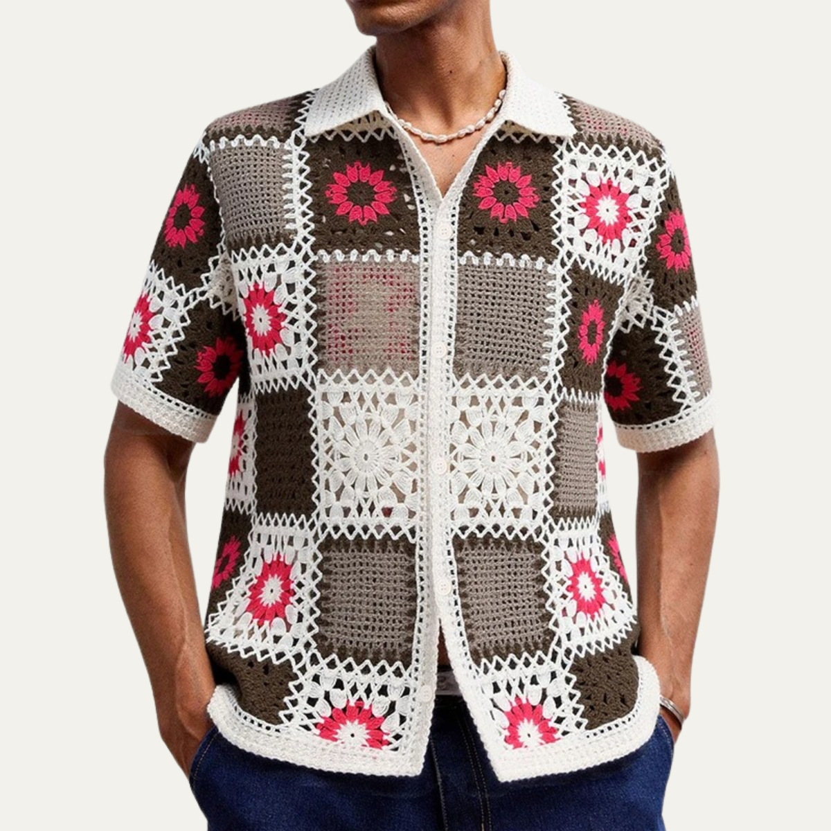 The Caldaro Men’s Lightweight Crochet Polo Shirt