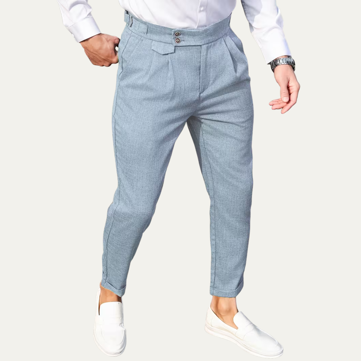The Hobart Men’s Tailored High Waisted Pleated Dress Trousers