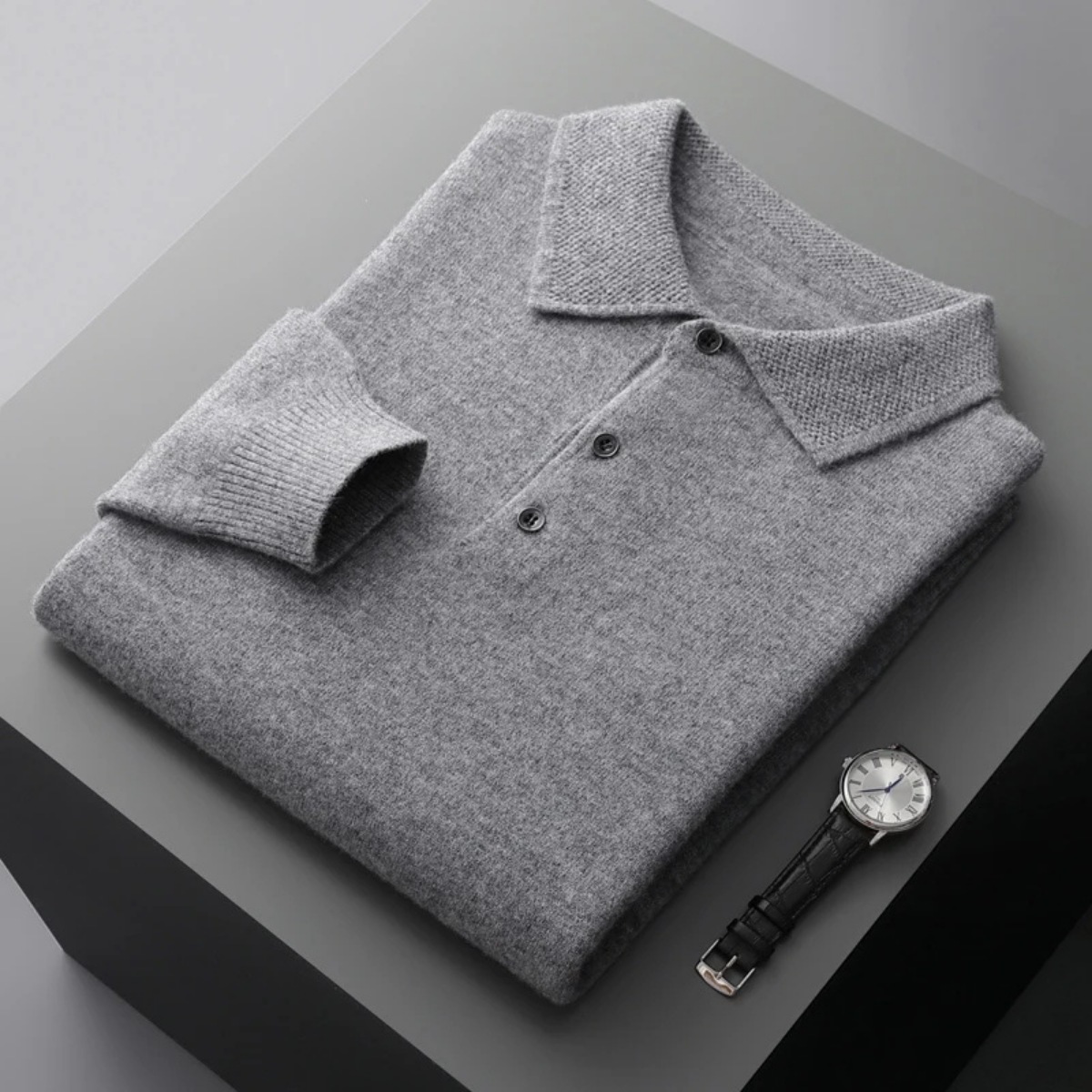 The Kendal Men's Knitted Polo Jumper in Wool Blend
