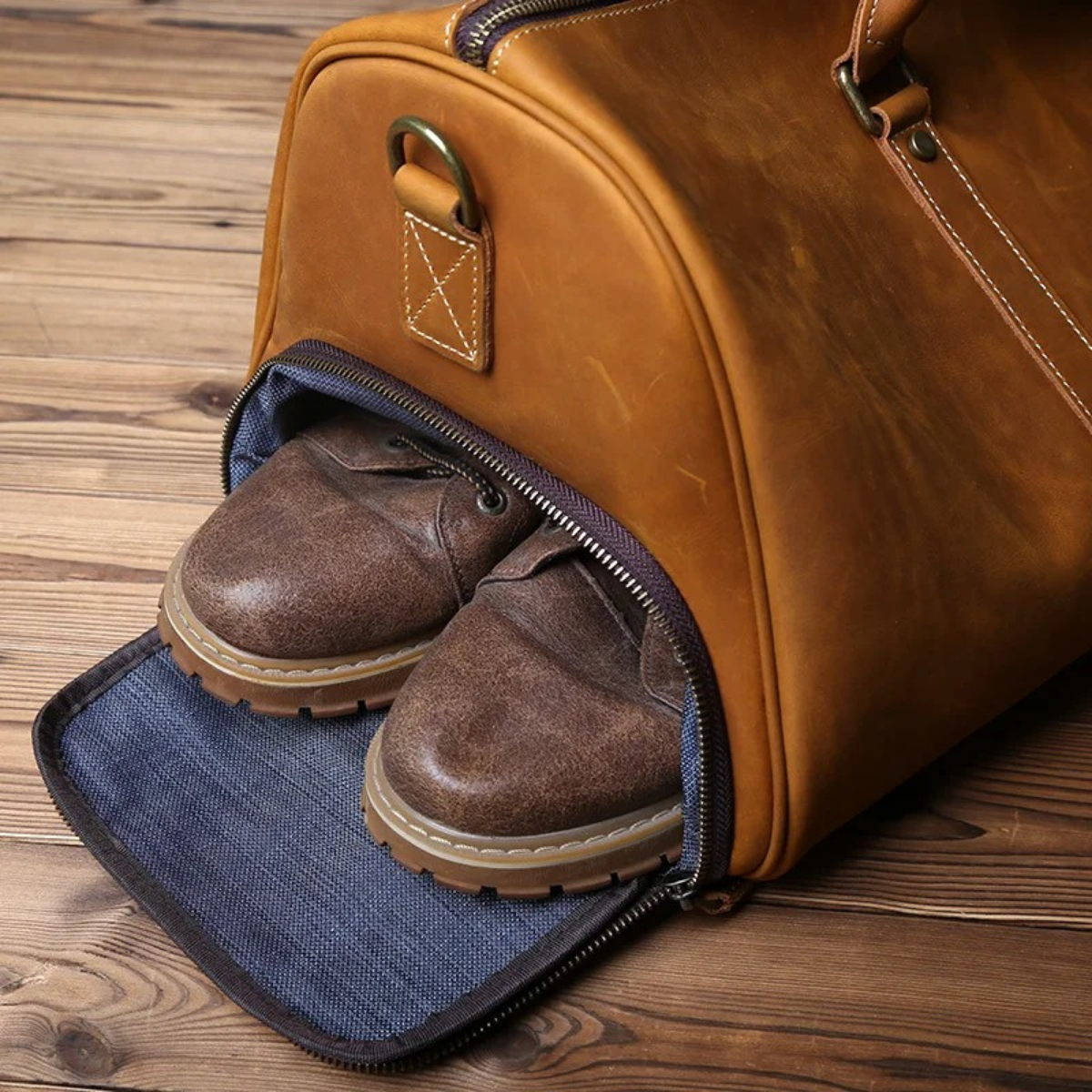 Men’s Vintage Genuine Leather Travel Duffle Bag