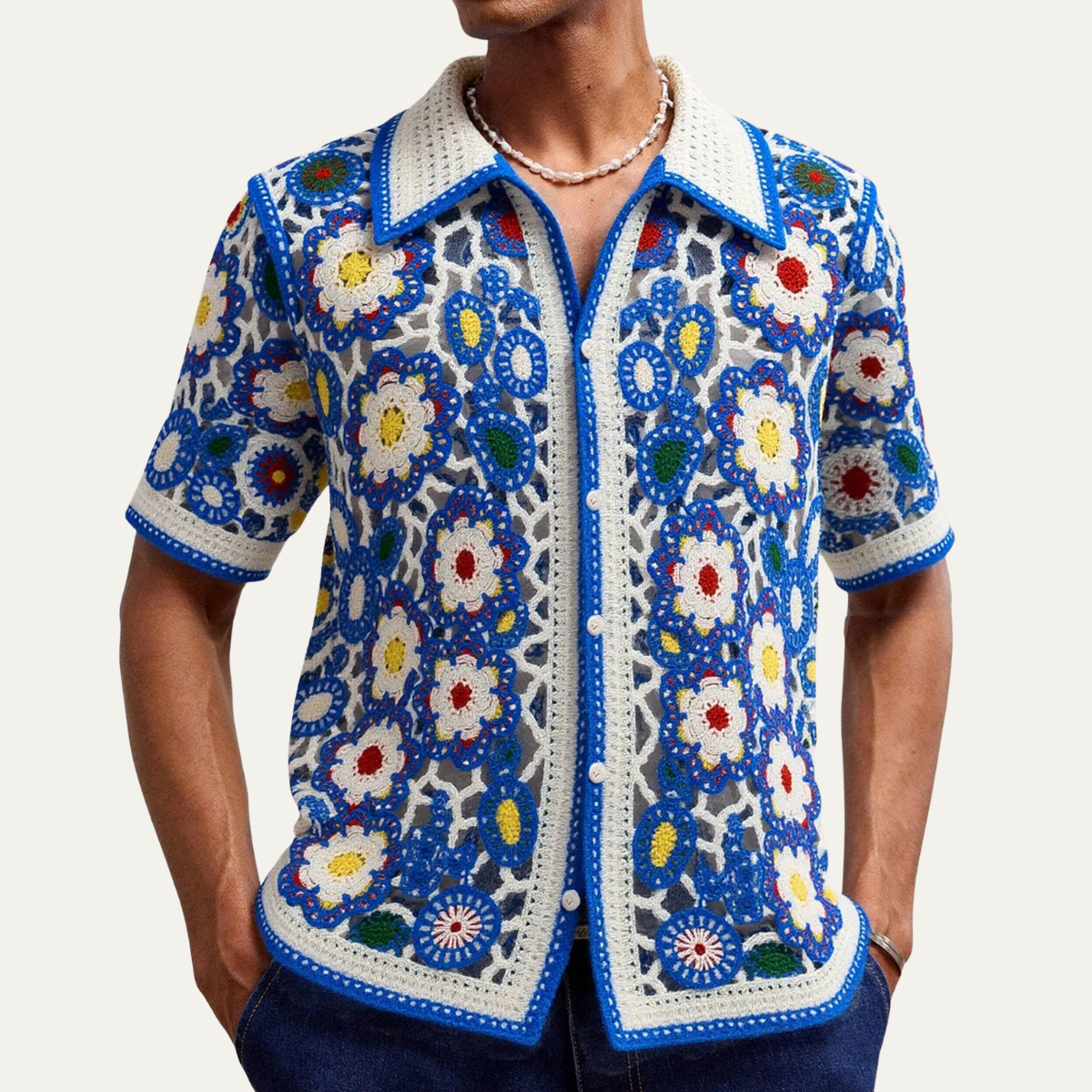The Caldaro Men’s Lightweight Crochet Polo Shirt