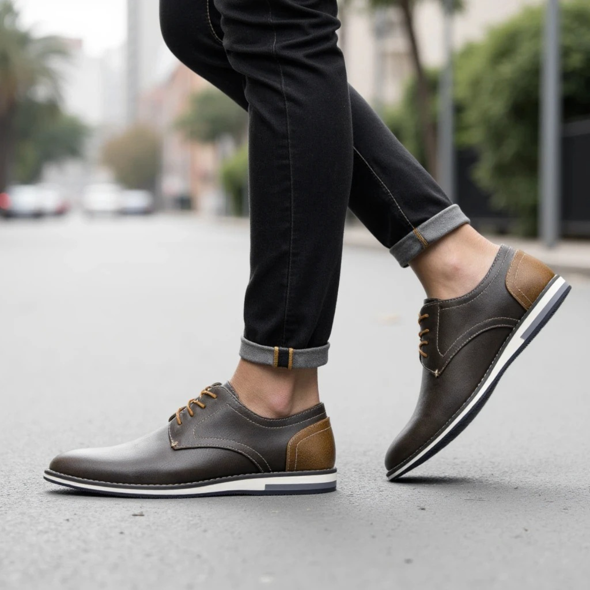 The Hartwell Men’s Two Tone Casual Oxford Leather Trainers