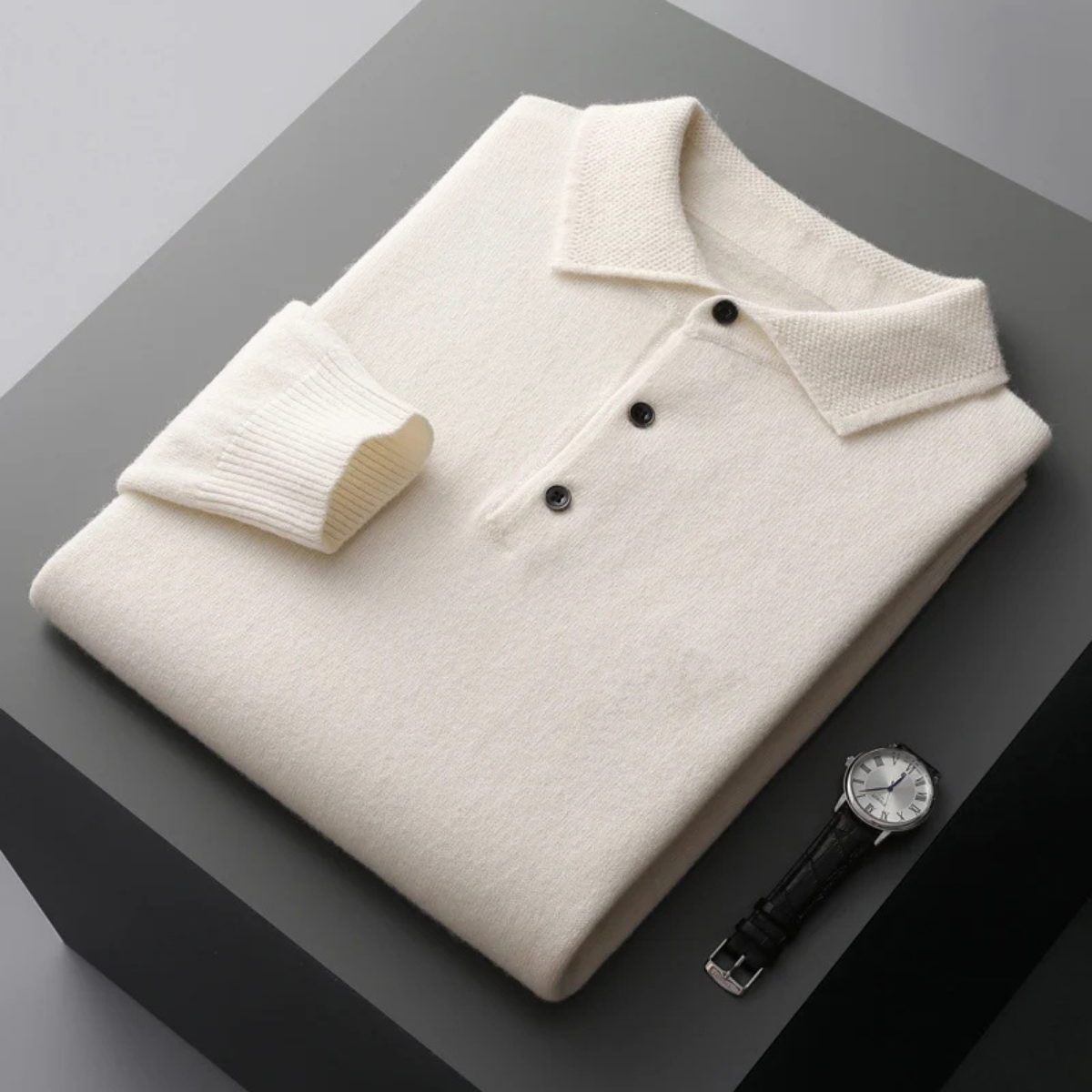 The Kendal Men's Knitted Polo Jumper in Wool Blend