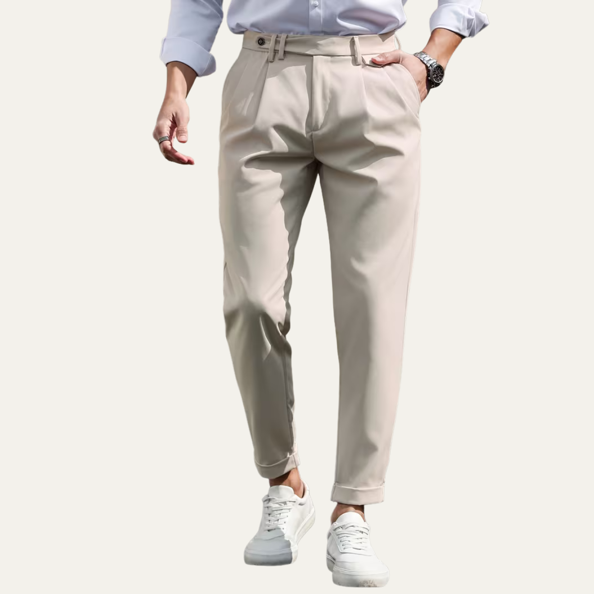 The Burleigh Men’s Tailored Slim Fit Pleated Casual Dress Trousers