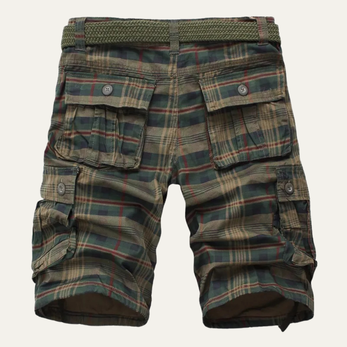 The Sirmione Men’s Relaxed Fit Multi Pocket Casual Plaid Cargo Shorts