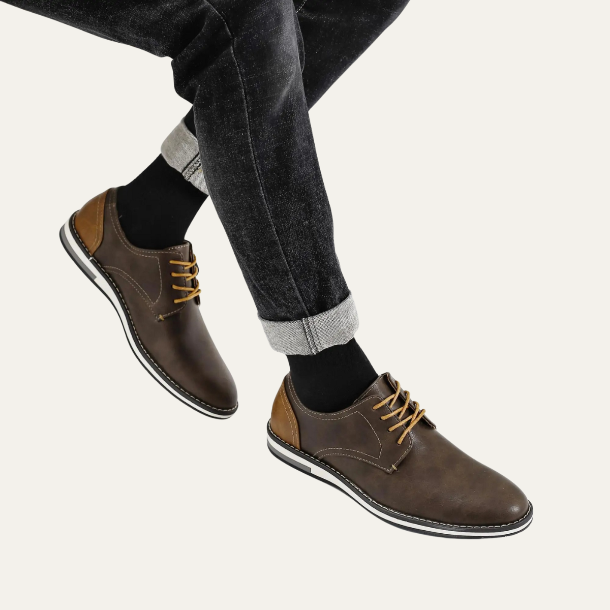 The Hartwell Men’s Two Tone Casual Oxford Leather Trainers