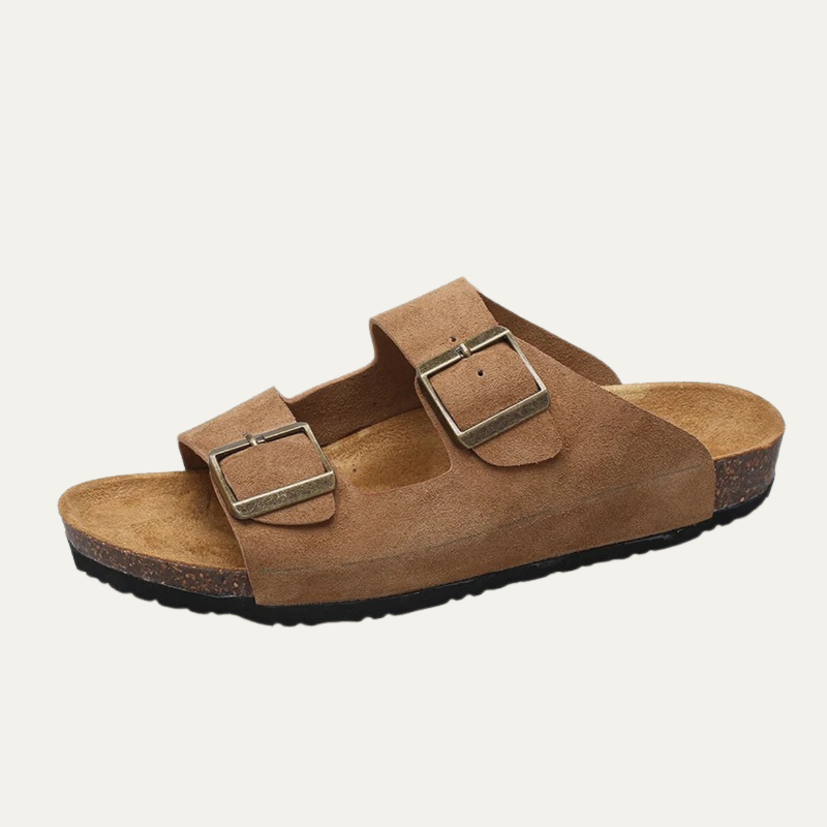The Verbania Men’s Double Buckle Suede Slide Sandals