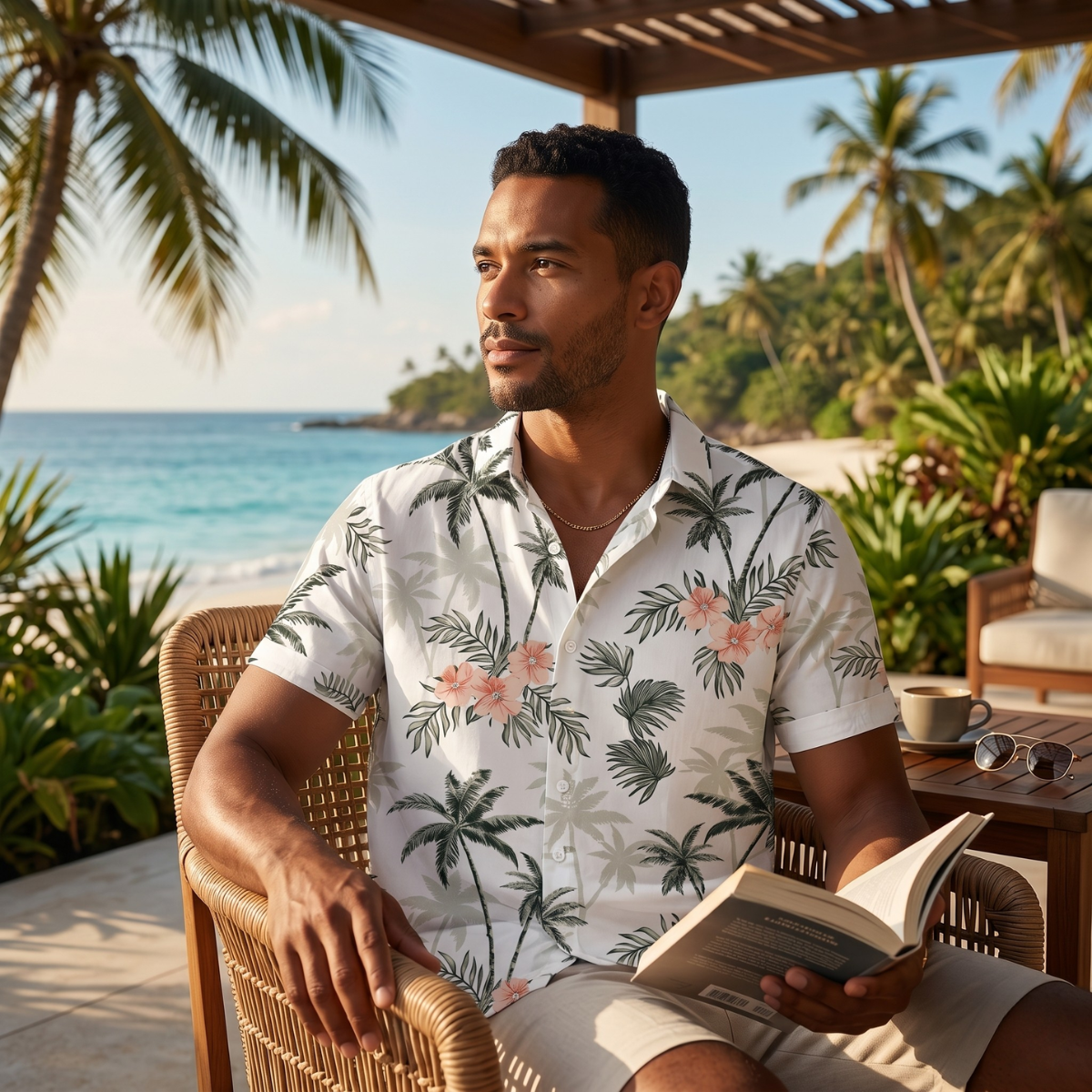 The Cotswolds Men’s Palm Tree Print Short Sleeve Shirt