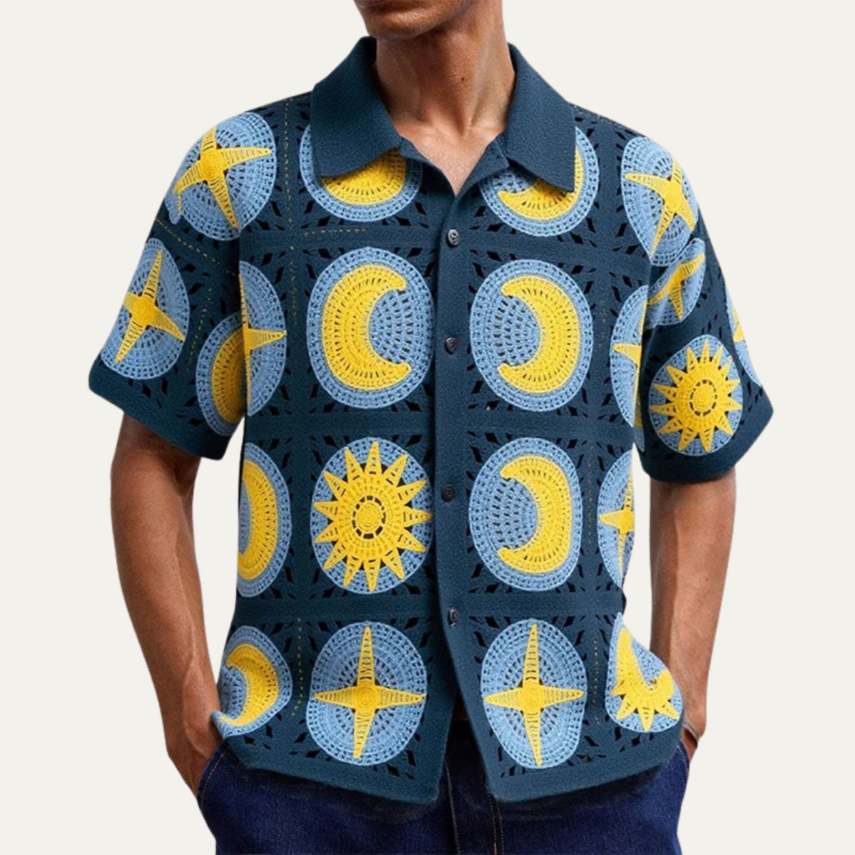 The Caldaro Men’s Lightweight Crochet Polo Shirt