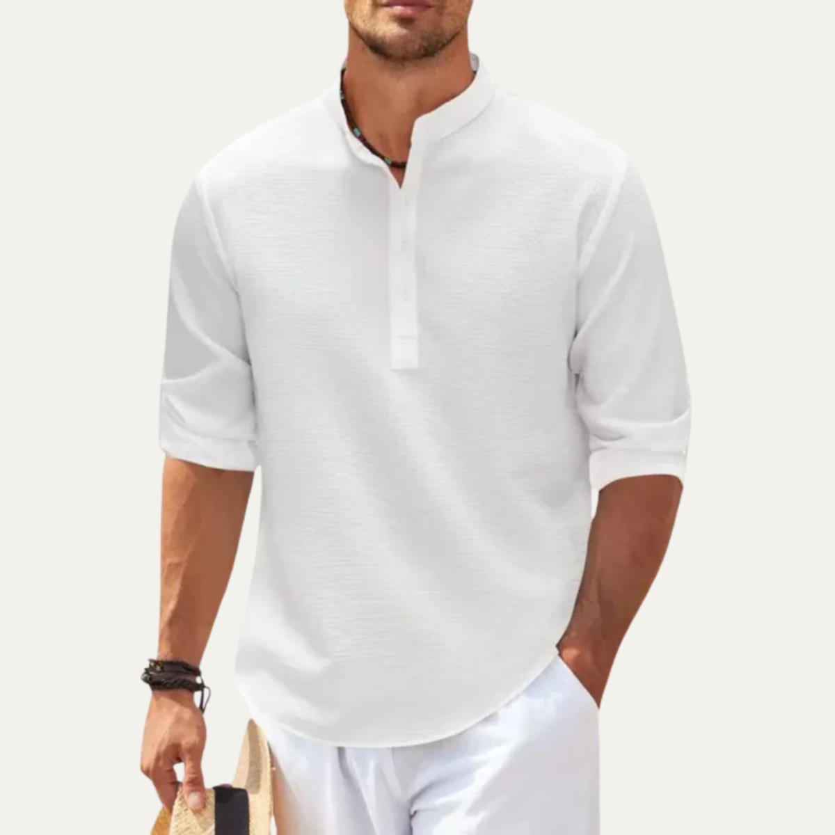 The Aosta Men’s Lightweight Casual Grandad Collar Shirt