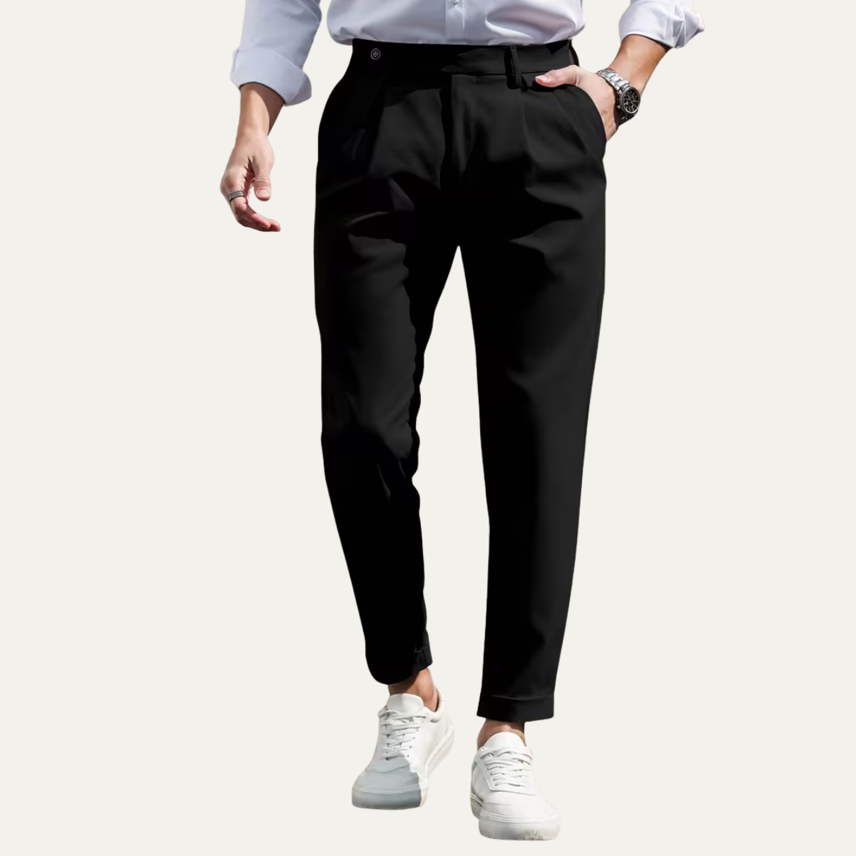 The Burleigh Men’s Tailored Slim Fit Pleated Casual Dress Trousers