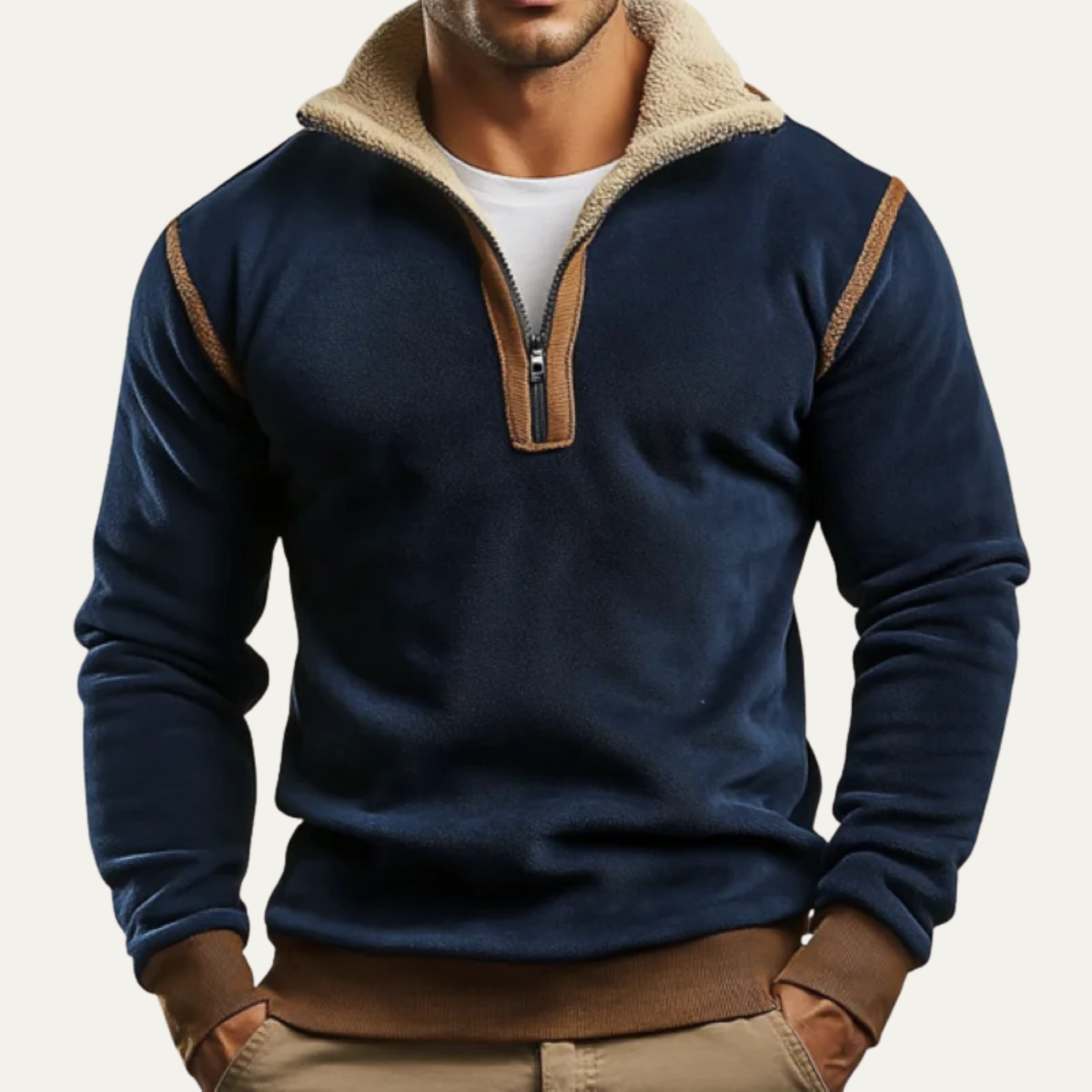 Pinehaven Men's Classic Sherpa-Lined Quarter Zip Sweater