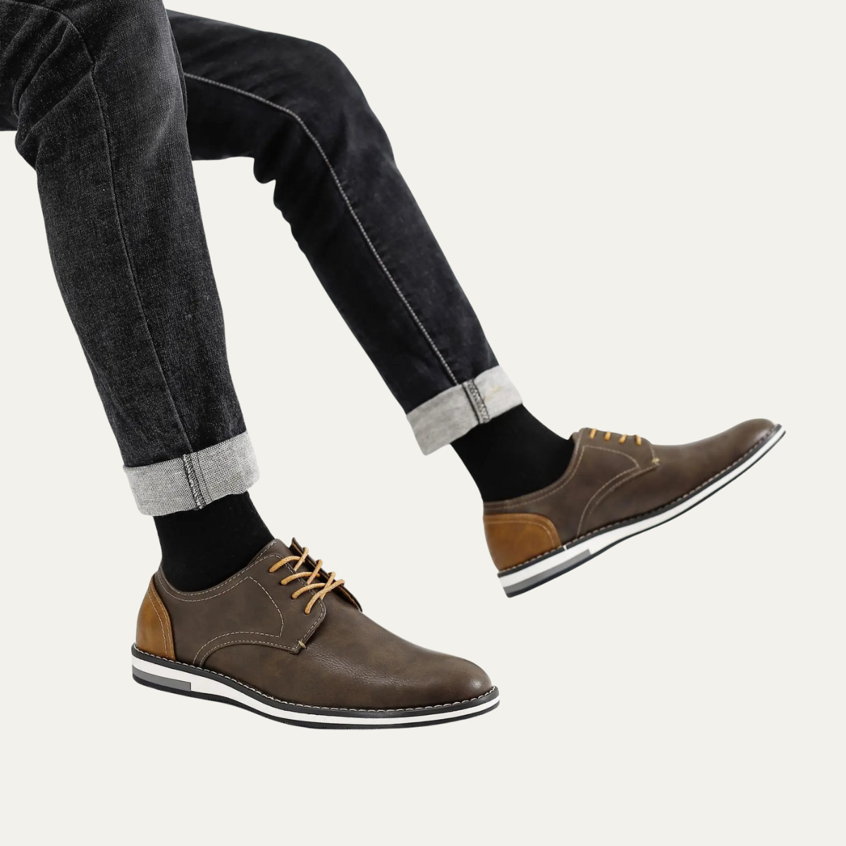 The Hartwell Men’s Two Tone Casual Oxford Leather Trainers
