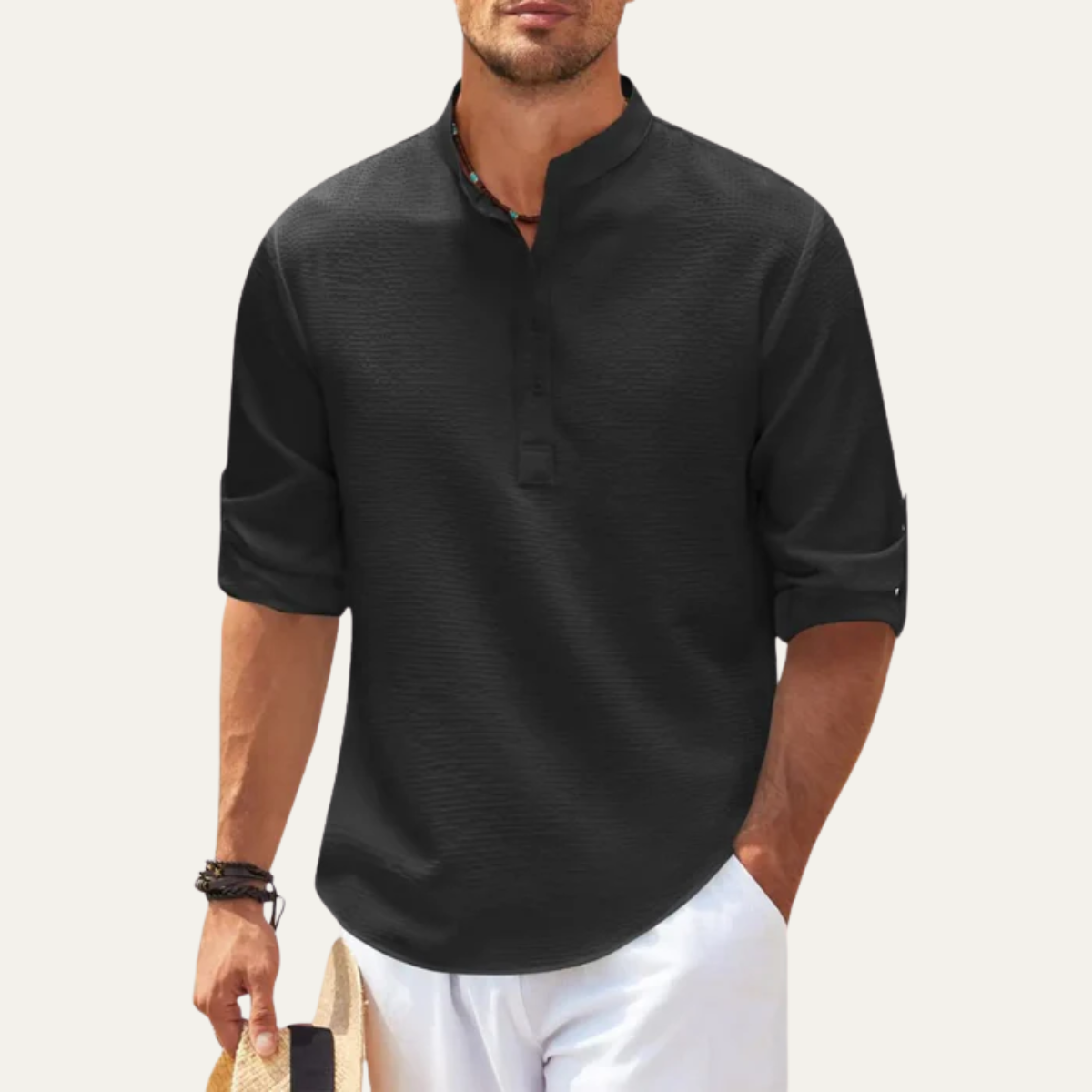 The Aosta Men’s Lightweight Casual Grandad Collar Shirt