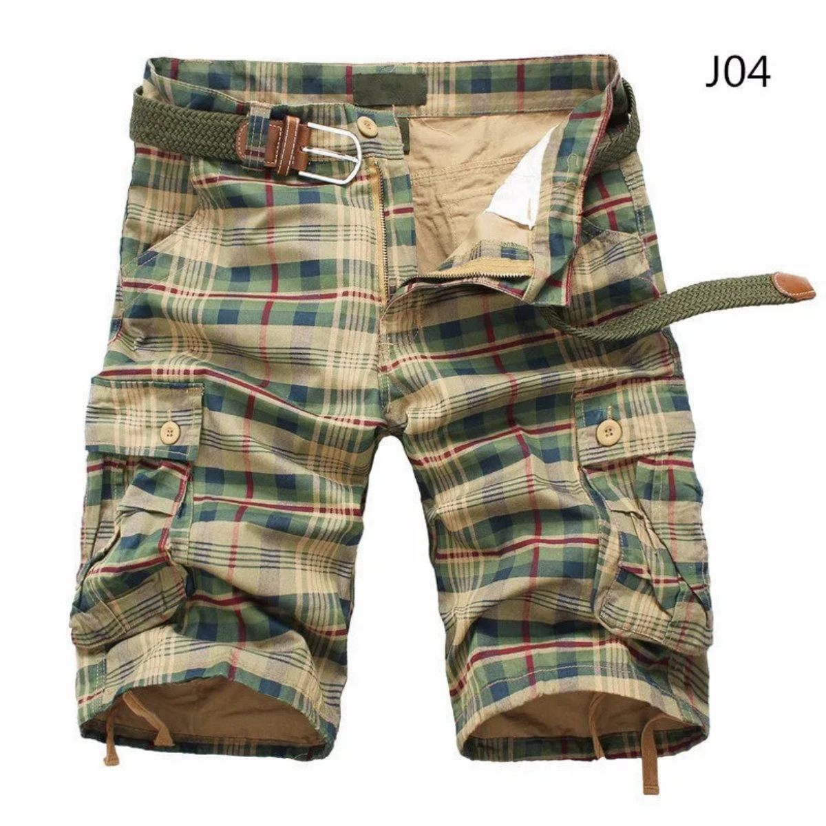 The Sirmione Men’s Relaxed Fit Multi Pocket Casual Plaid Cargo Shorts