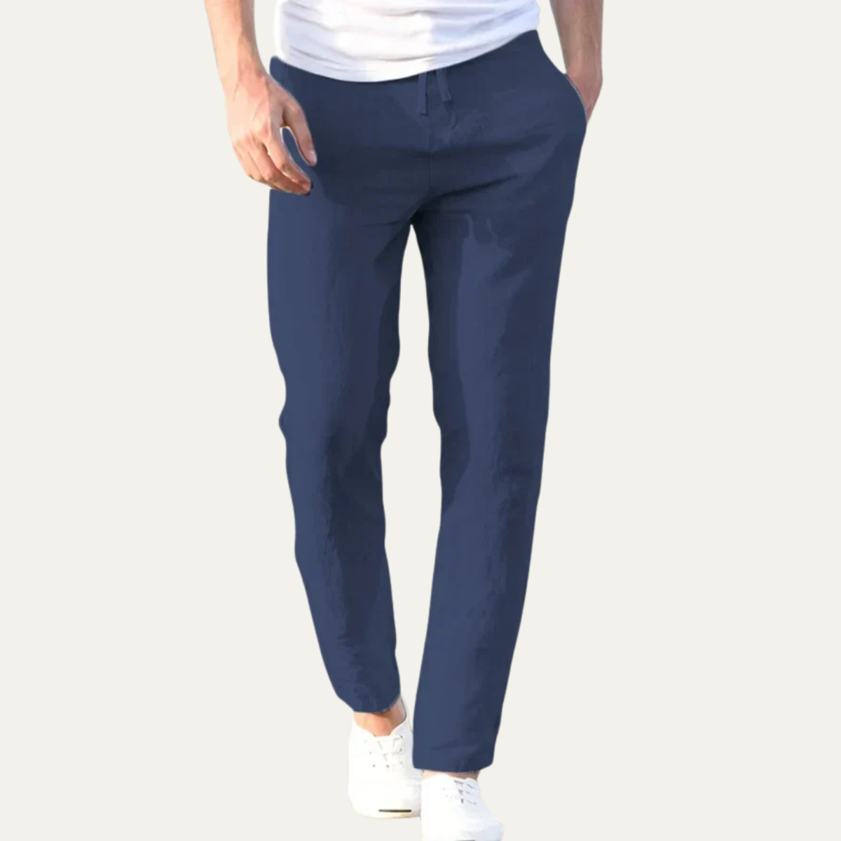 The Trastevere Men’s Casual Lightweight Elastic Linen Trousers