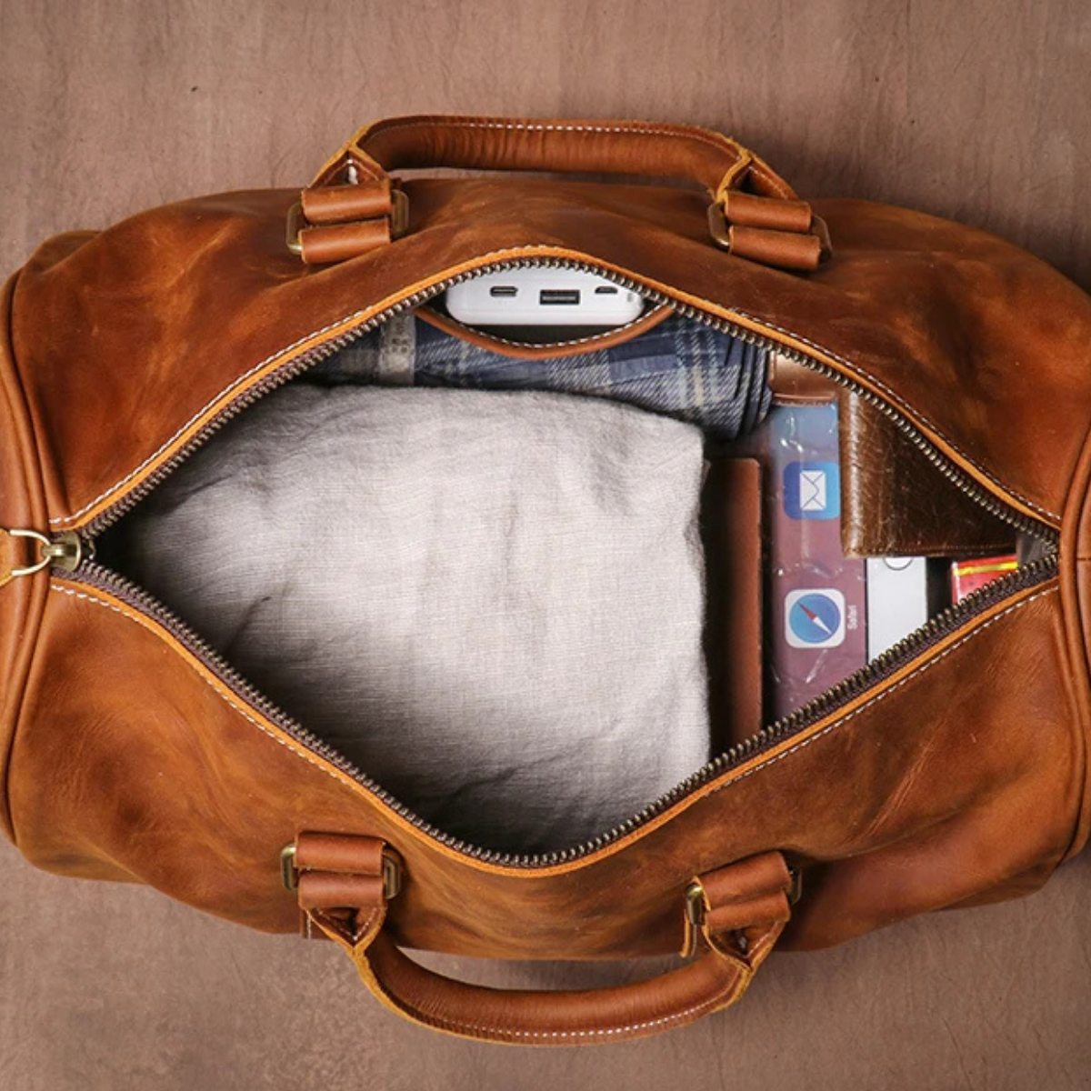 Men’s Vintage Carry On Genuine Leather Travel Duffle Bag