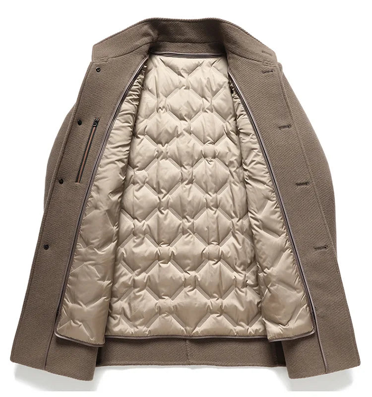 The Presteigne Men's Padded Wool Blend Overcoat