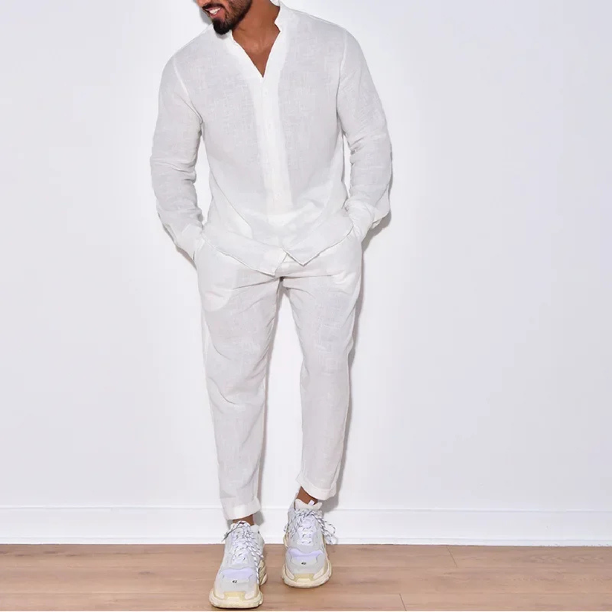The South Yarra Men’s Casual Long Sleeve Shirt and Trousers Set – Two Piece Outfit