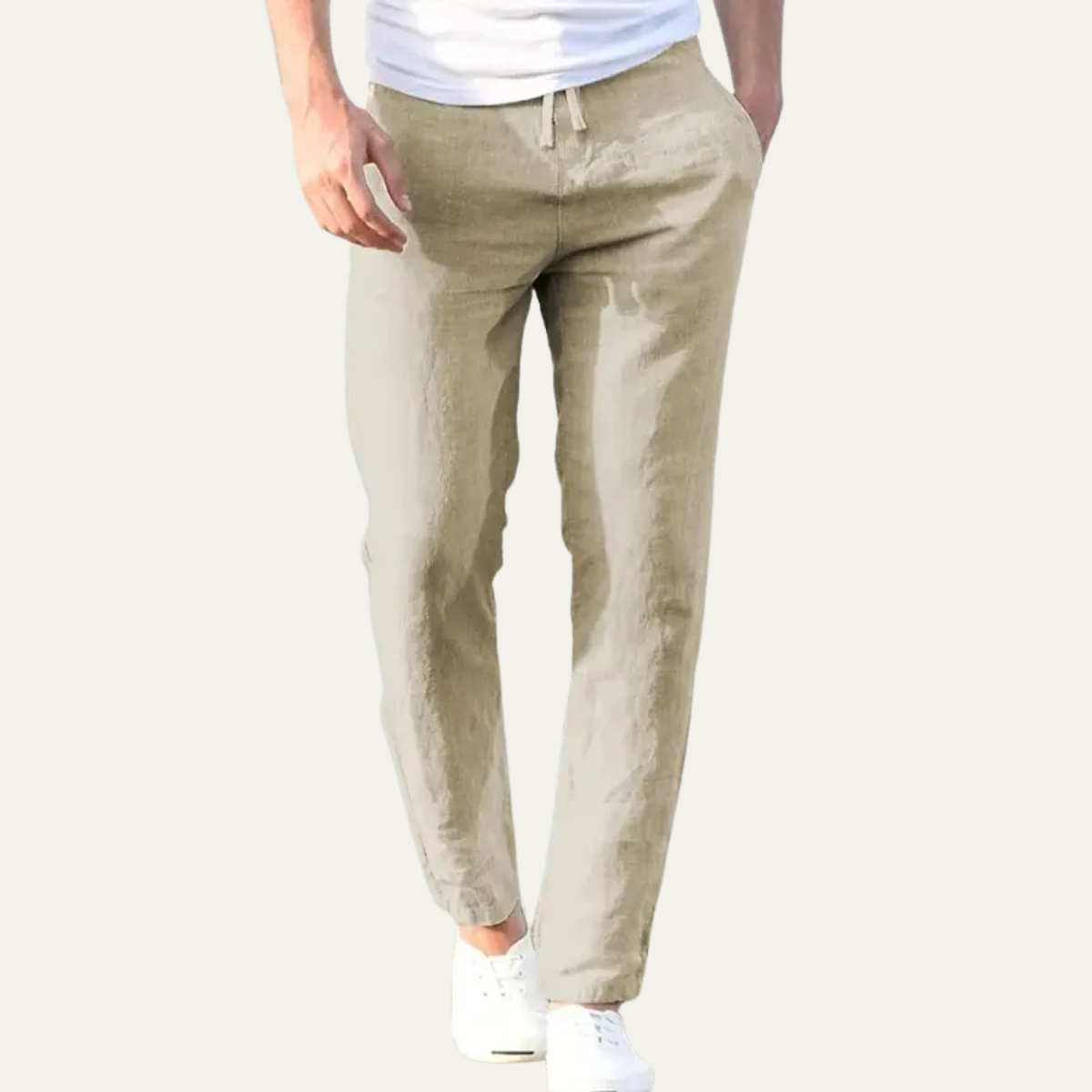 The Trastevere Men’s Casual Lightweight Elastic Linen Trousers