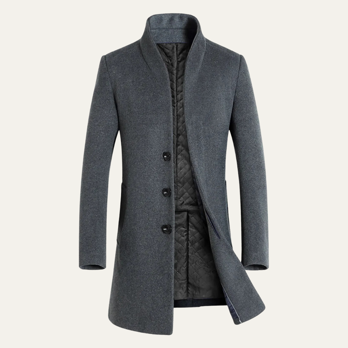 Collingwood Men's Stylish Wool Blend Single-Breasted Winter Trench Coat