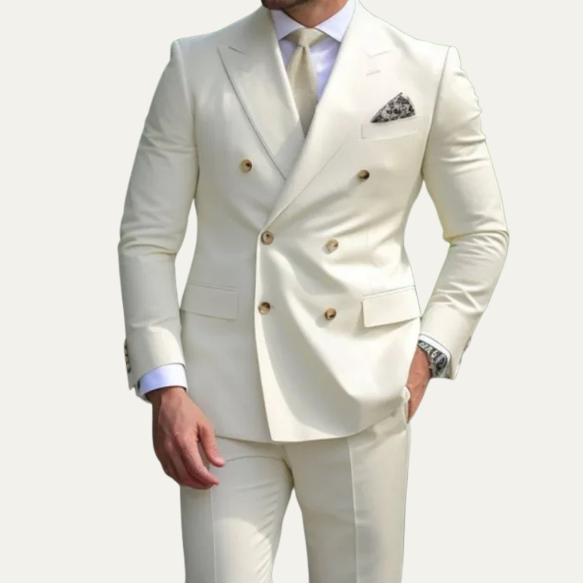 The Canazei Men’s Double Breasted Suit – Slim Fit Formal Jacket and Trousers Set