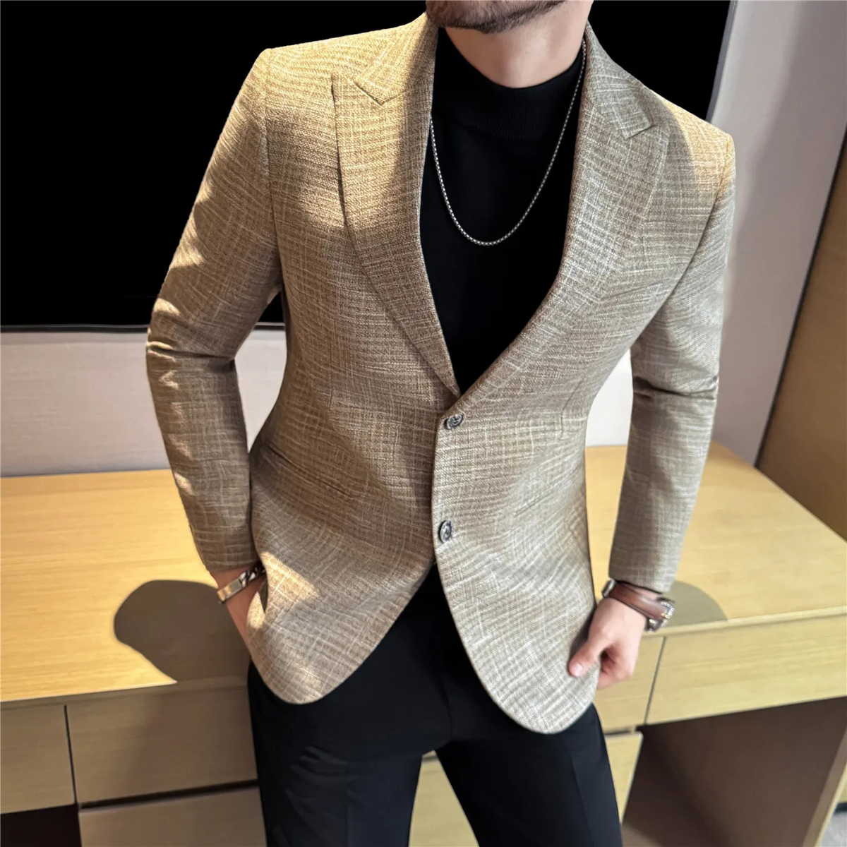 The Broadmoor Men’s Classic Vintage Checkered Wool Blazer