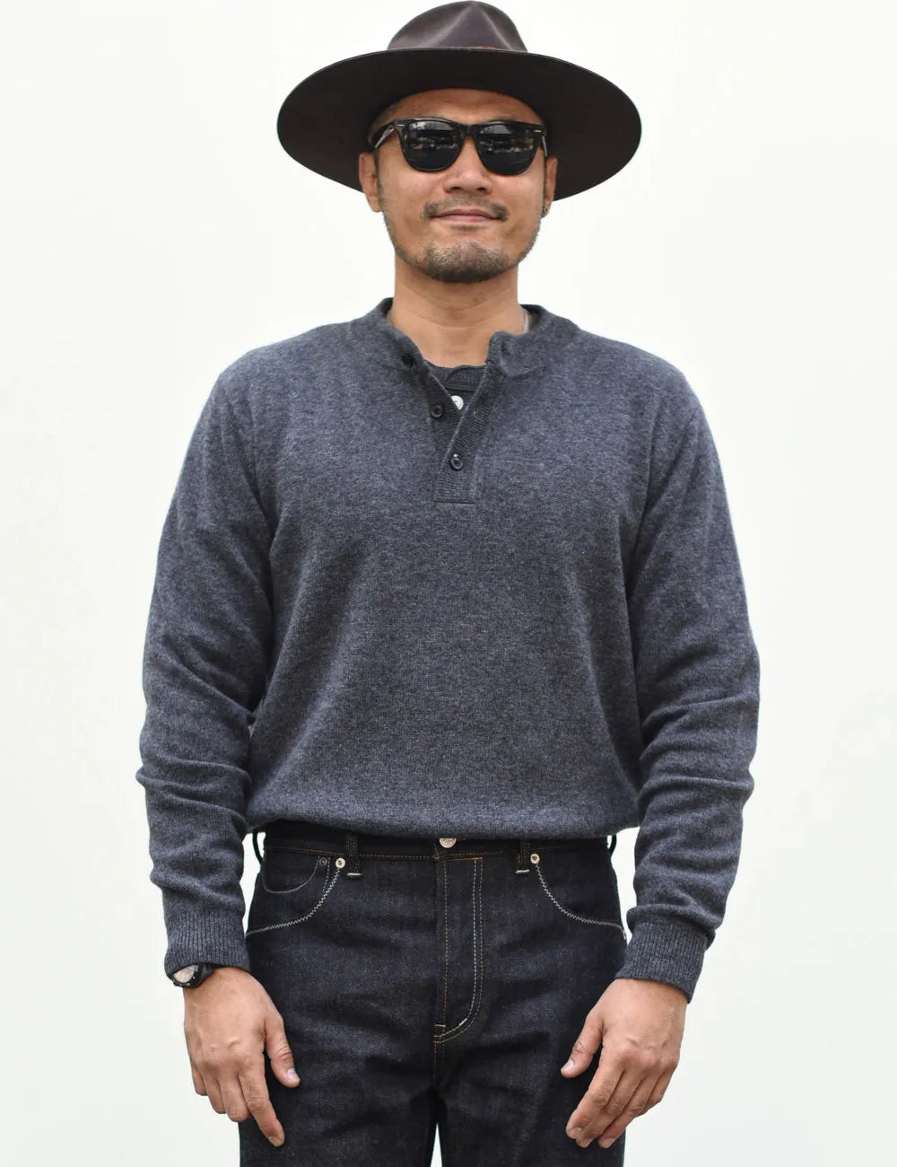 The Masham Men's Henley Knit Jumper with Button Neck