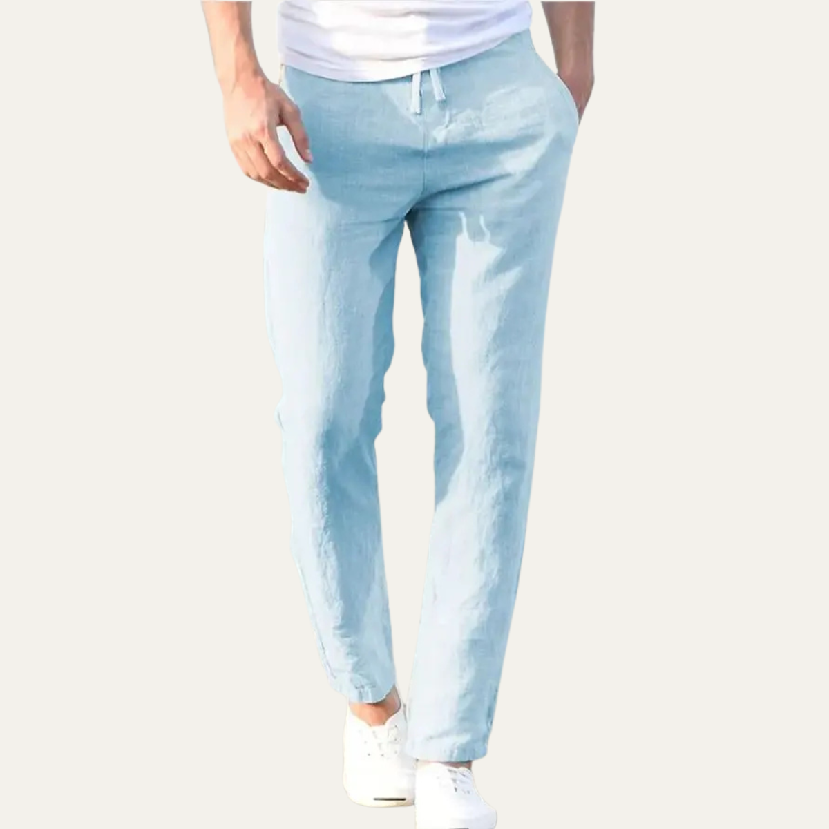 The Aventino Men’s Trendy Lightweight Elastic Linen Trousers