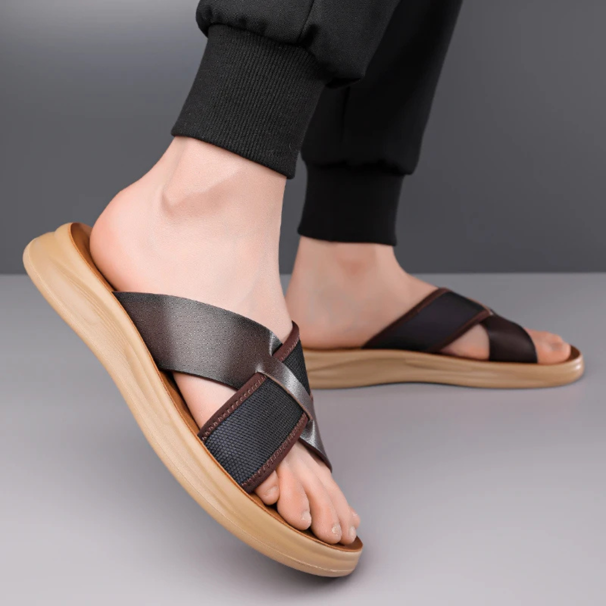 The Perugia Men’s Casual Cross Strap Summer Slide Sandals