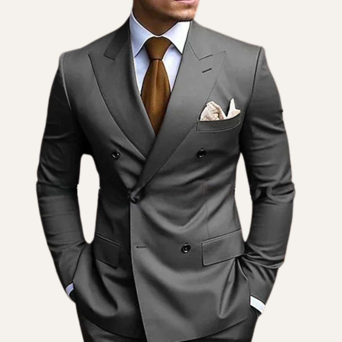 The Canazei Men’s Double Breasted Suit – Slim Fit Formal Jacket and Trousers Set