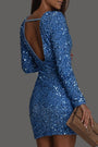 Women's Open Back Glitter Mini Party Dress