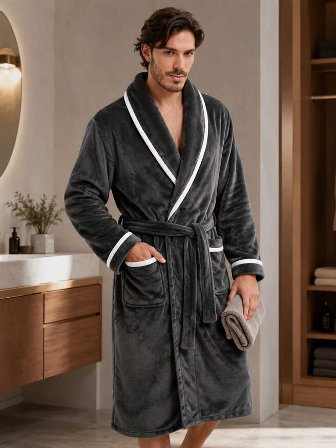 The Vellmore Men's Plush Fleece Dressing Gown
