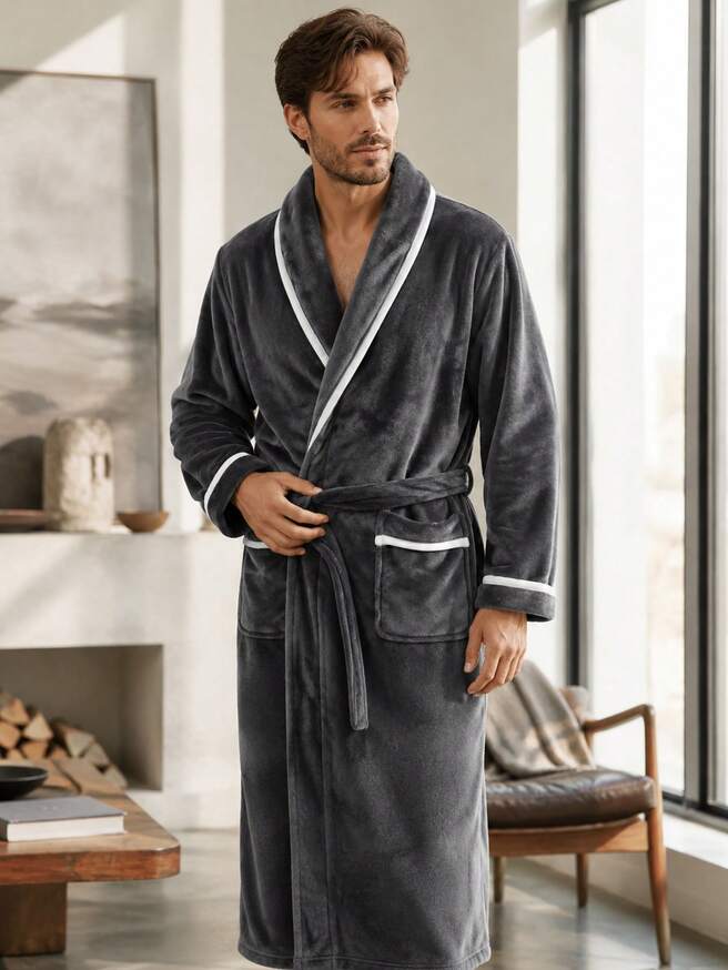 The Vellmore Men's Plush Fleece Dressing Gown