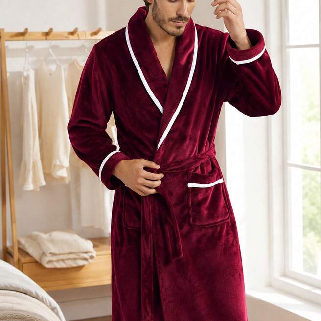 The Vellmore Men's Plush Fleece Dressing Gown