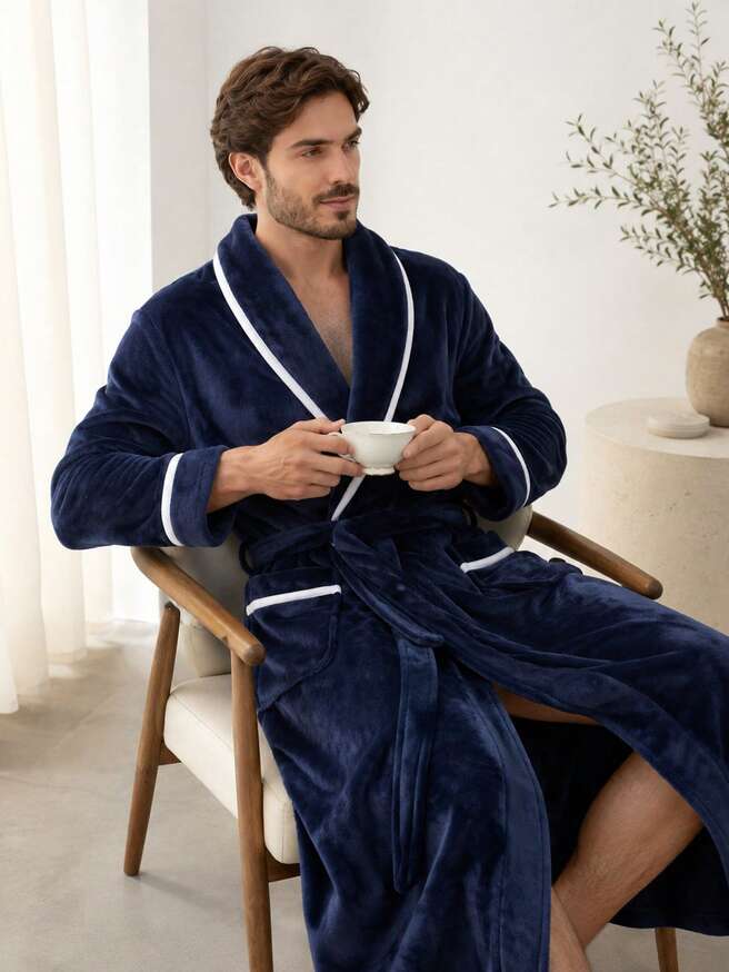 The Vellmore Men's Plush Fleece Dressing Gown
