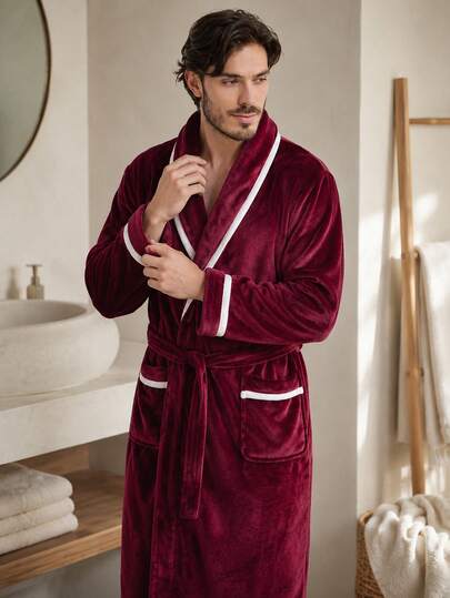 The Vellmore Men's Plush Fleece Dressing Gown