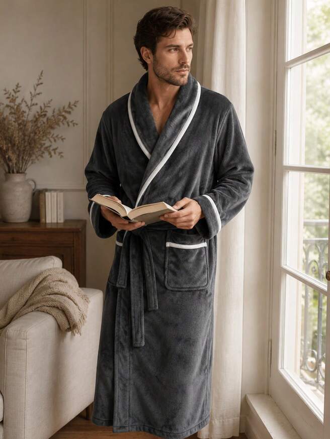 The Vellmore Men's Plush Fleece Dressing Gown