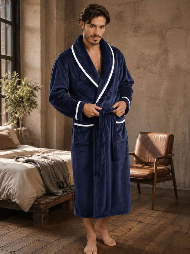 The Vellmore Men's Plush Fleece Dressing Gown