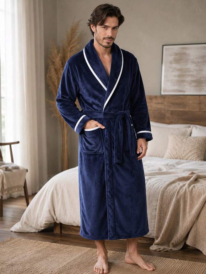 The Vellmore Men's Plush Fleece Dressing Gown