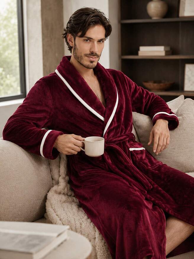The Vellmore Men's Plush Fleece Dressing Gown