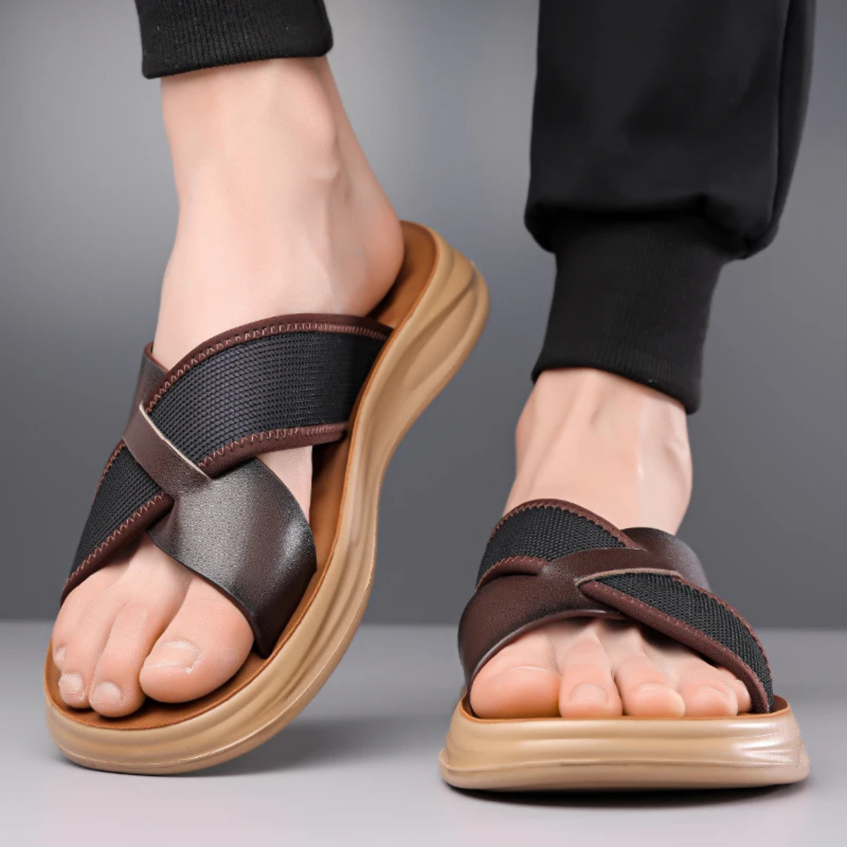 The Perugia Men’s Casual Cross Strap Summer Slide Sandals