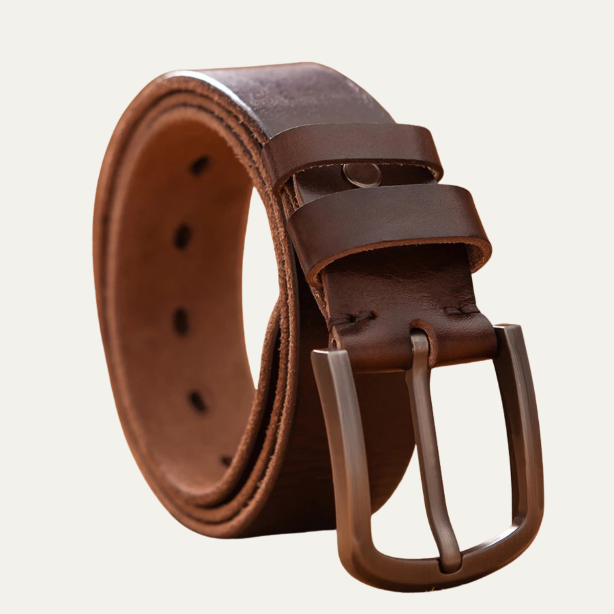 Men’s Genuine Cowhide Leather Belt with Metal Buckle