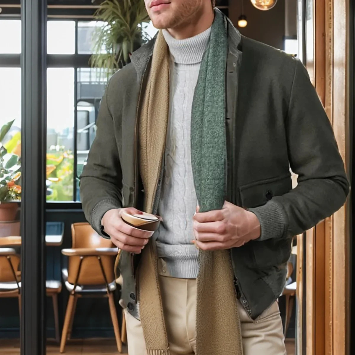 The Civitanova Men’s Ribbed Collar Multi Pocket Blazer
