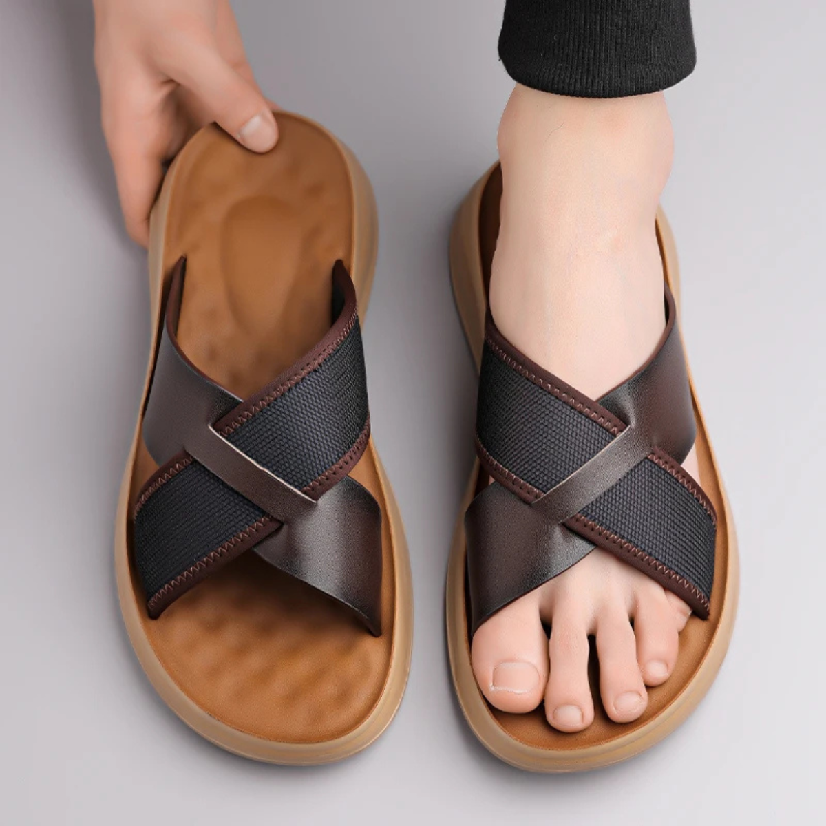 The Perugia Men’s Casual Cross Strap Summer Slide Sandals