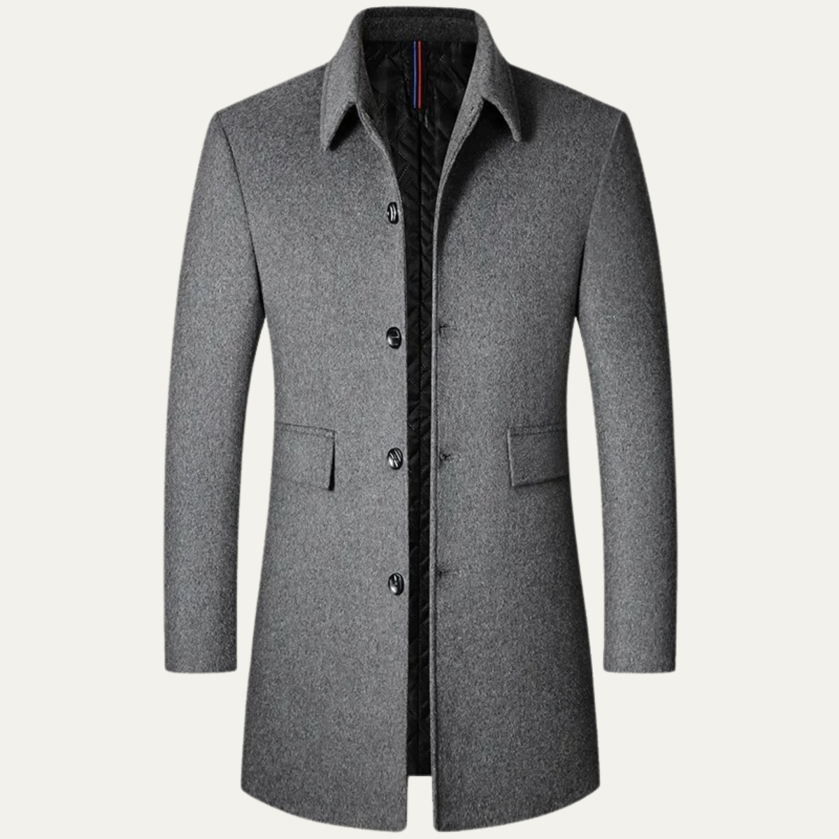 Alderney Men's Stylish Long Wool Blend Coat for Warmth